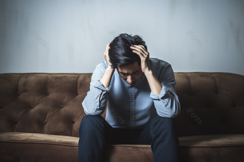 青年男性头疼焦虑抱头实拍摄影图,高清,摄影图,摄影图片,图片大全,摄影图免费下载